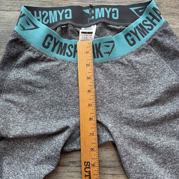 Gymshark Women’s Seamless Leggings Size S Gray/Teal Logo Waistband - Picture 3 of 6